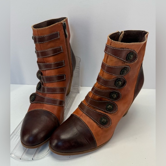 Spring step L’Artiste Lovech Two-Tone Leather Heeled Boots women’s size 9 - Picture 2 of 14